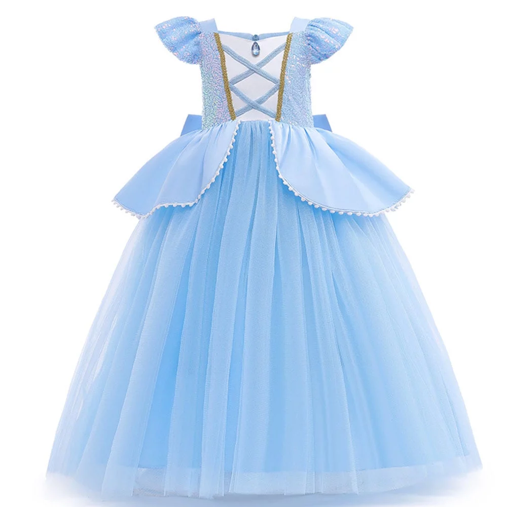 Princess Costume Cinderella Dresses for Girls Blue Dress Up Birthday Party Costume