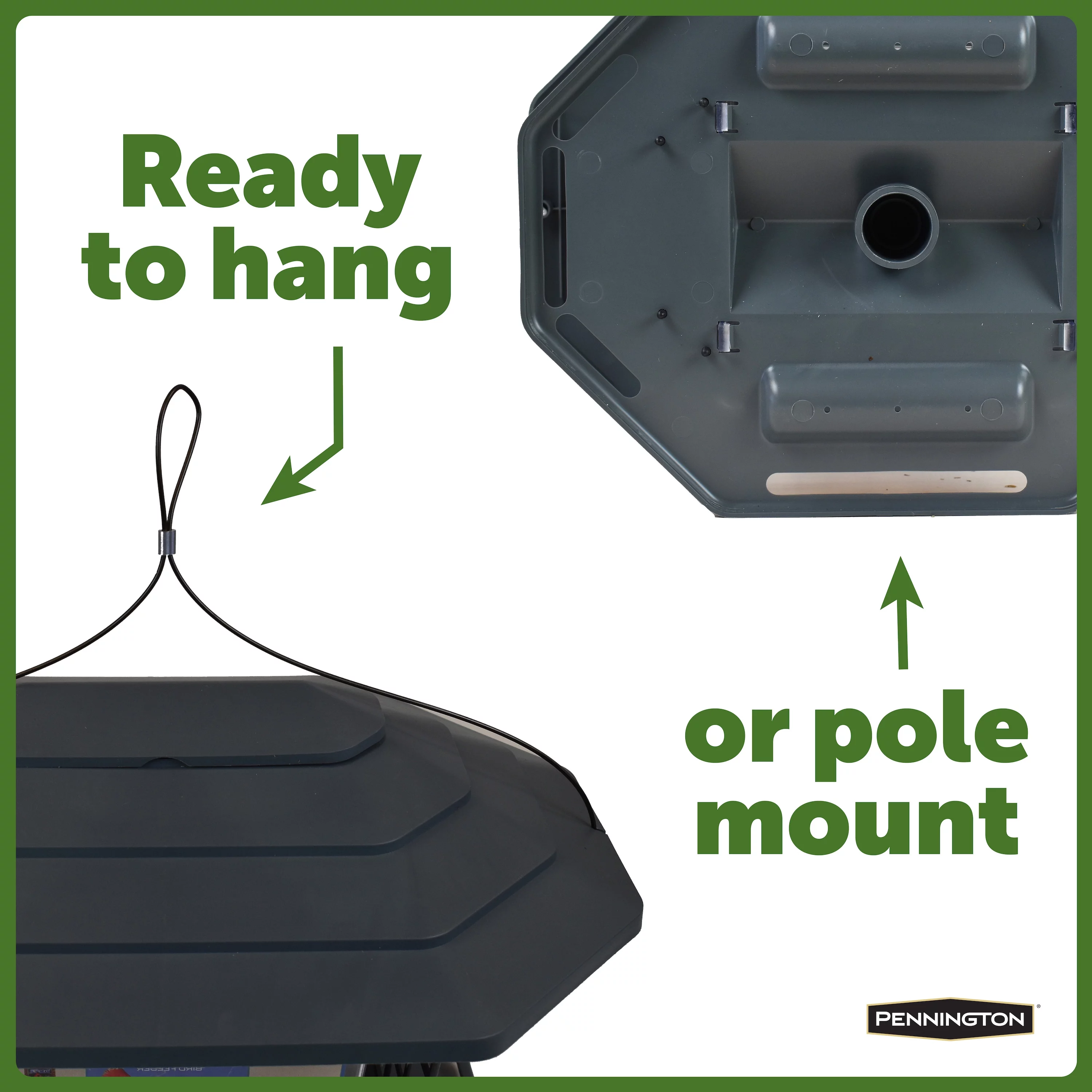 Pennington Earth Smart, Gray Recycled Resin EcoBistro Wild Bird Hopper Feeder 5 lb. Capacity, 2 Pack