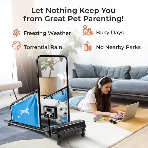 Lifepro PawRunner Dog Treadmill for Small & Medium Dogs, Pet Treadmill for Dogs up to 130lbs, Indoor Running Machine for Fitness, Compact & Durable Pacer Treadmill for Health and Exercise