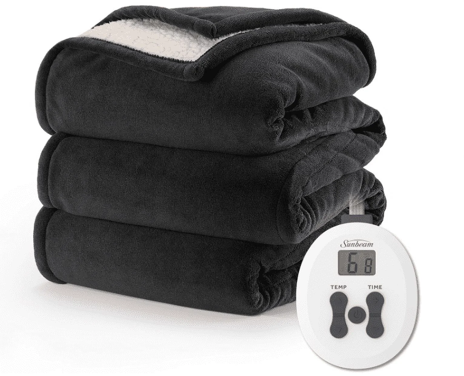 Sunbeam Royal Luxe Sherpa Night Fog Heated Blanket - King