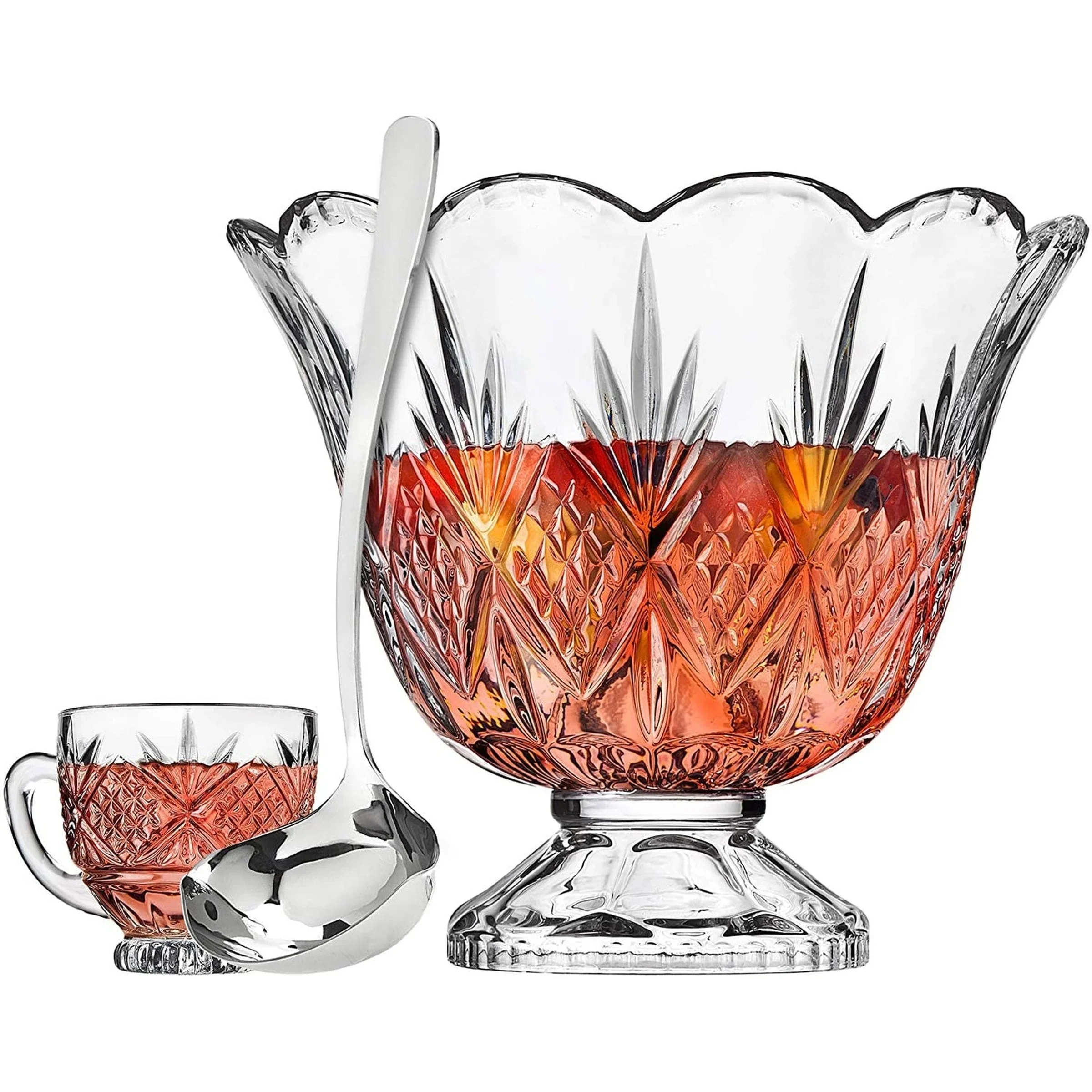 Dublin Crystal 10 Piece Punch Bowl & Punch Glass Set