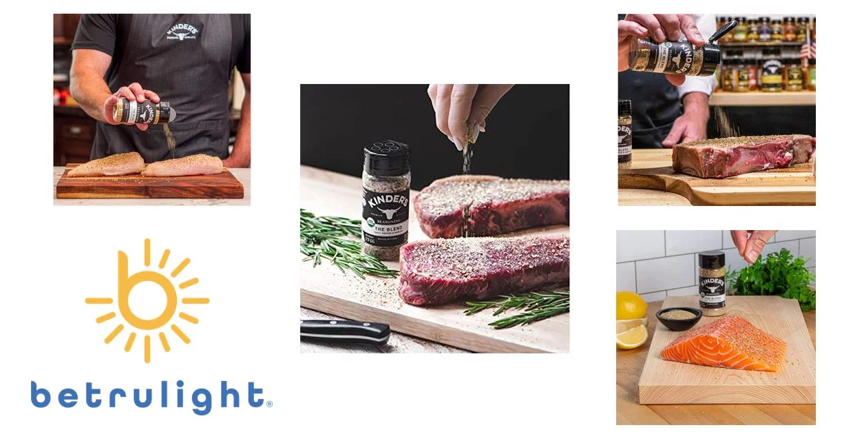 BETRULIGHT - The Blend Seasoning/ Buttery Steakhouse Rub Are Gluten Free, Non-GMO, and No added MSG Kinder's The Blend Seasoning Salt, Pepper and Garlic And Kinders Buttery Steakhouse Rub – 2 Pack