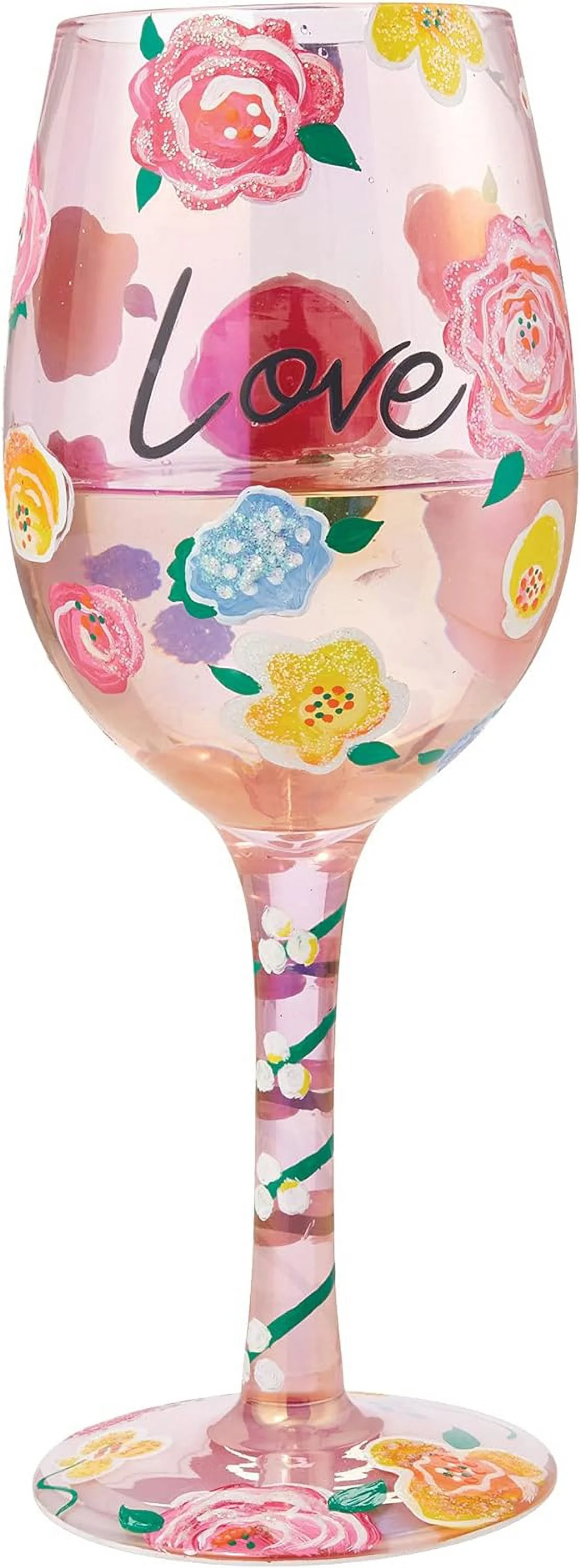 Designs By Love Floral Hand-Painted Artisan Wine Glass, 1 Count (Pack Of 1), Multicolor
