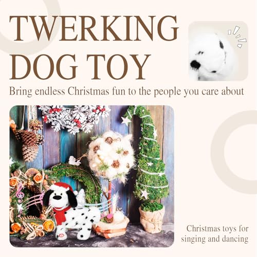 SdeNow Twerking Dog Toy Booty Shaking Walking Santa Claus Puppy Musical Animated Christmas Plush Santa Singing and Dancing Stuffed Animals Dog-English Song