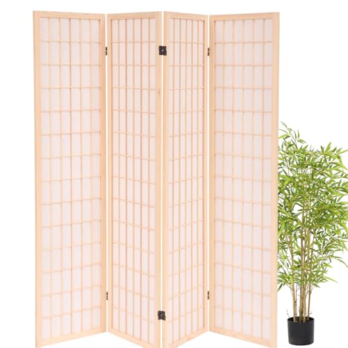 Wood Room Divider Screen,Shoji Screen 4 Panel,Freestanding Wooden Privacy Screen Panels for Bedrooms Office (Shoji Screen 4 Panel)