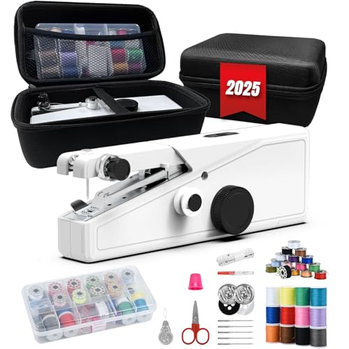 Handheld Sewing Machine for Beginners - Portable Cordless Mini Sewing Machine, Complete Sewing Kit & Accessories - Easy Electric Stitching for Home, Travel & DIY Repairs