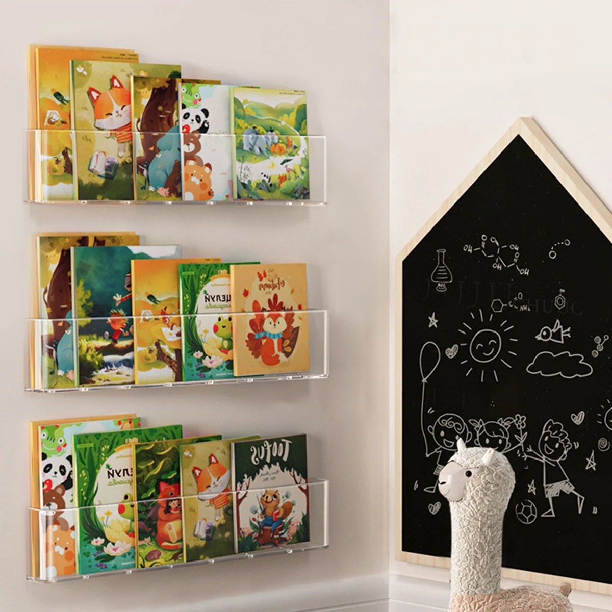 Clear Acrylic Shelves for Book 3 Packs, 17.7