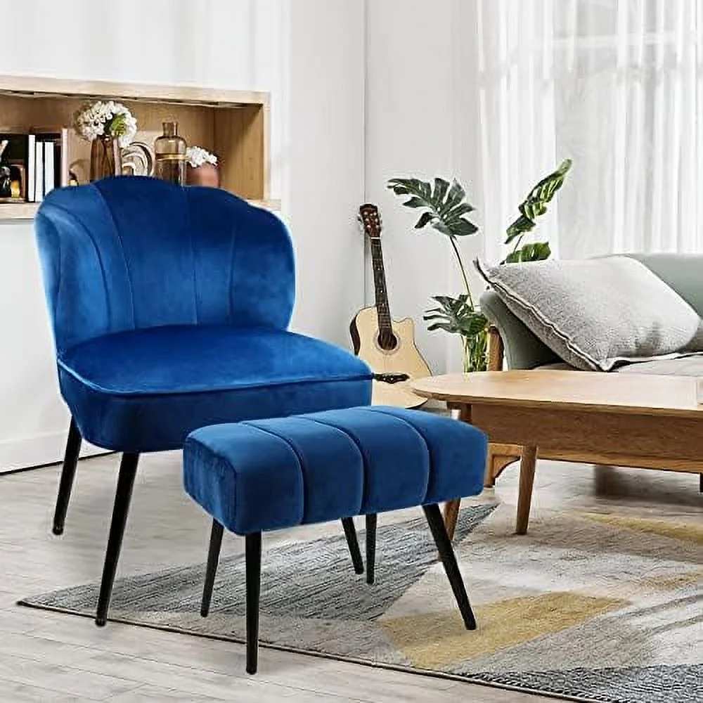 YZboomLife Velvet Accent Chair Set of 2 Velvet Accent Chair Modern Tufted Wingback Club Comfy Wingback Single Sofa for Small Space Upholstered Leisure Chairs with Metal Legs for Bedroom (