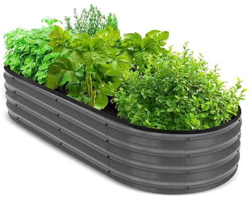 Utopia Home Galvanized Raised Garden Bed Kit 4x2x1ft, Planter Box Raised Garden Beds Outdoor, Easy Assembly Metal Raised Bed for Gardening Vegetables, Fruits, Flowers - Pack of 01 - Silver