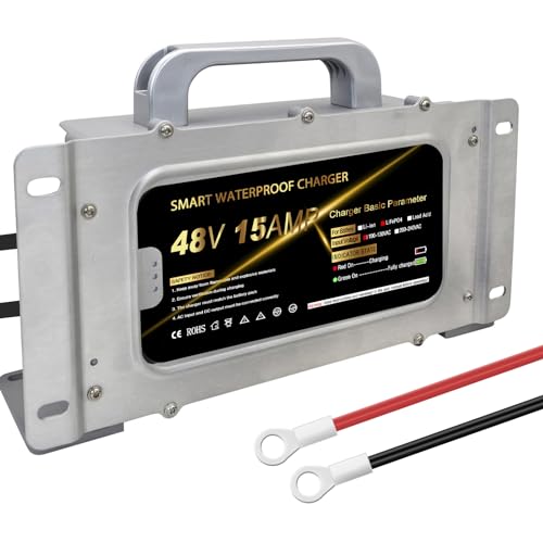 58.4V 15A Lithium Onboard Battery Charger for 48V (51.2V) 16S LiFePO4 Battery, IP67 Waterproof Smart Charger for Golf Cart RV Truck Boat Home