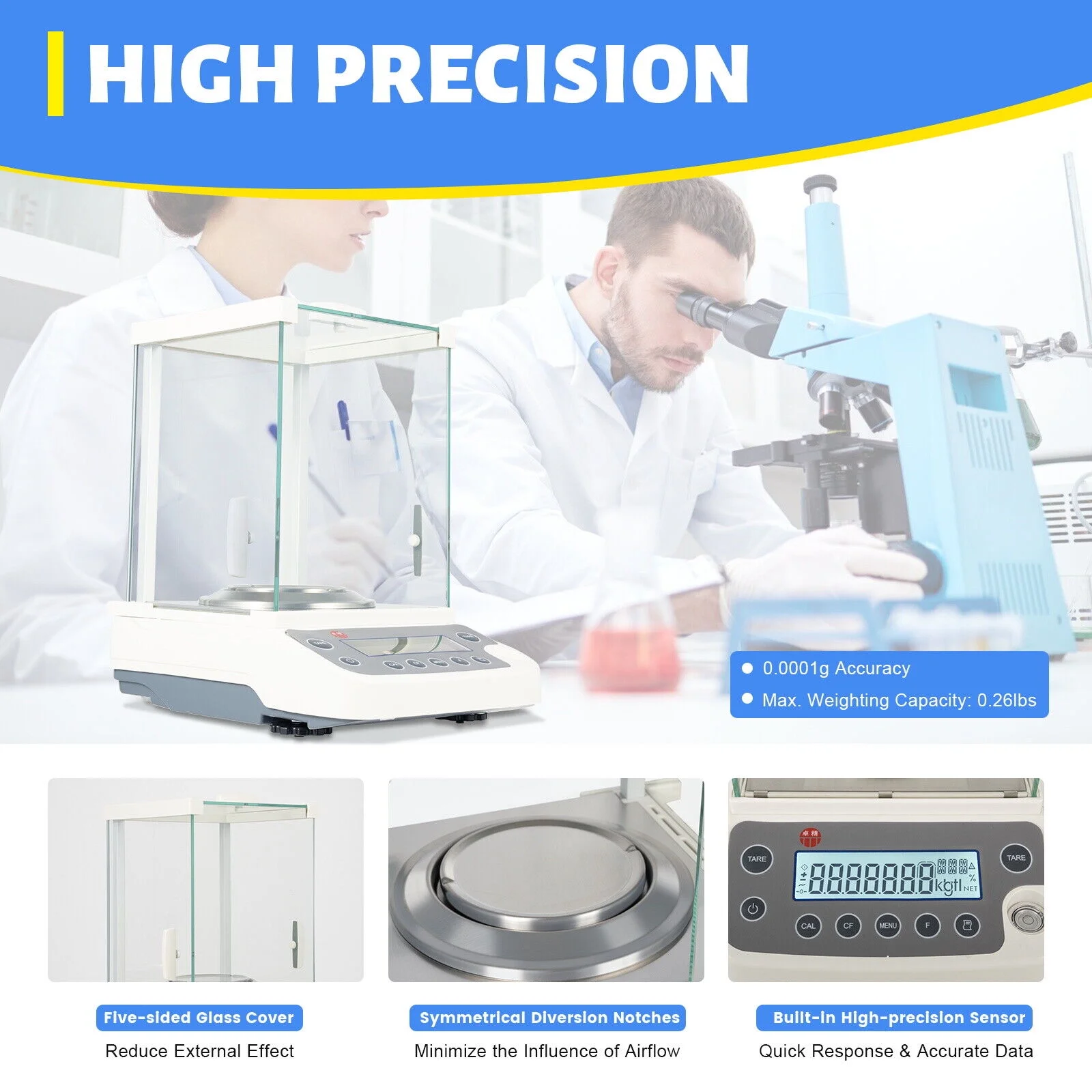 Electronic Analytical Balance 0.1 mg Lab Digital Precision Scale High Accuracy