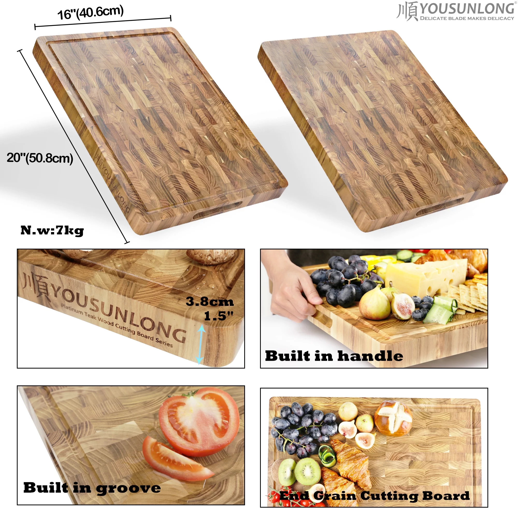 YOUSUNLONG 20x16 inch Large Cutting Board for Kitchen - 1.5