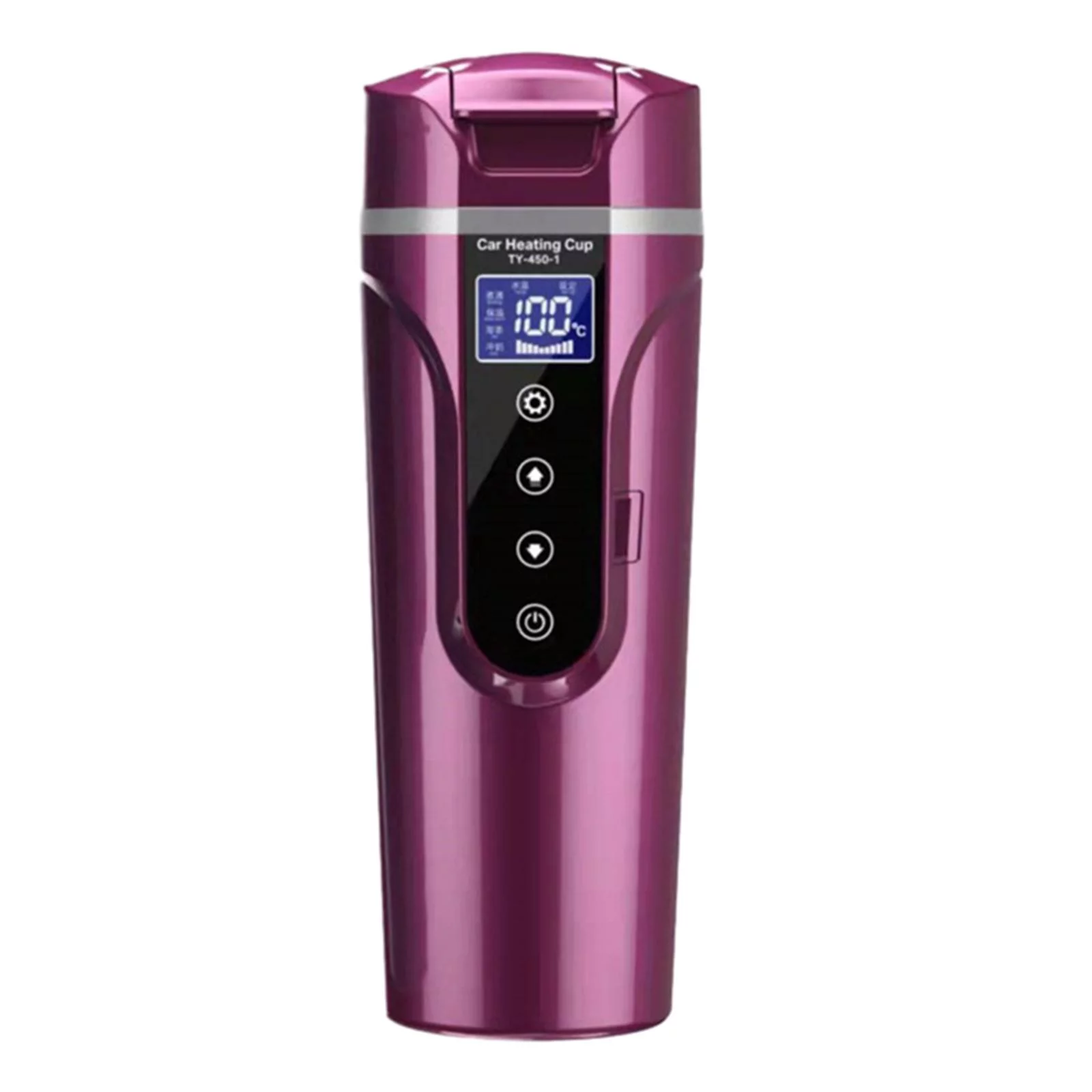 450ml Car Heating Mug 24V/12V Electric Travel Kettle Coffee Tea Cup Variable Temp Control for Car Truck 304 Stainless Steel for Milk Outdoor Dark Violets