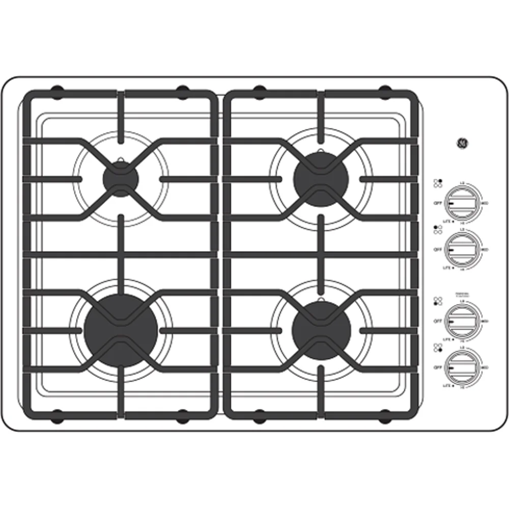 GE JGP3530SLSS 30 inch Built-In Gas Cooktop Bundle with Premium 3 YR CPS Enhanced Protection Pack