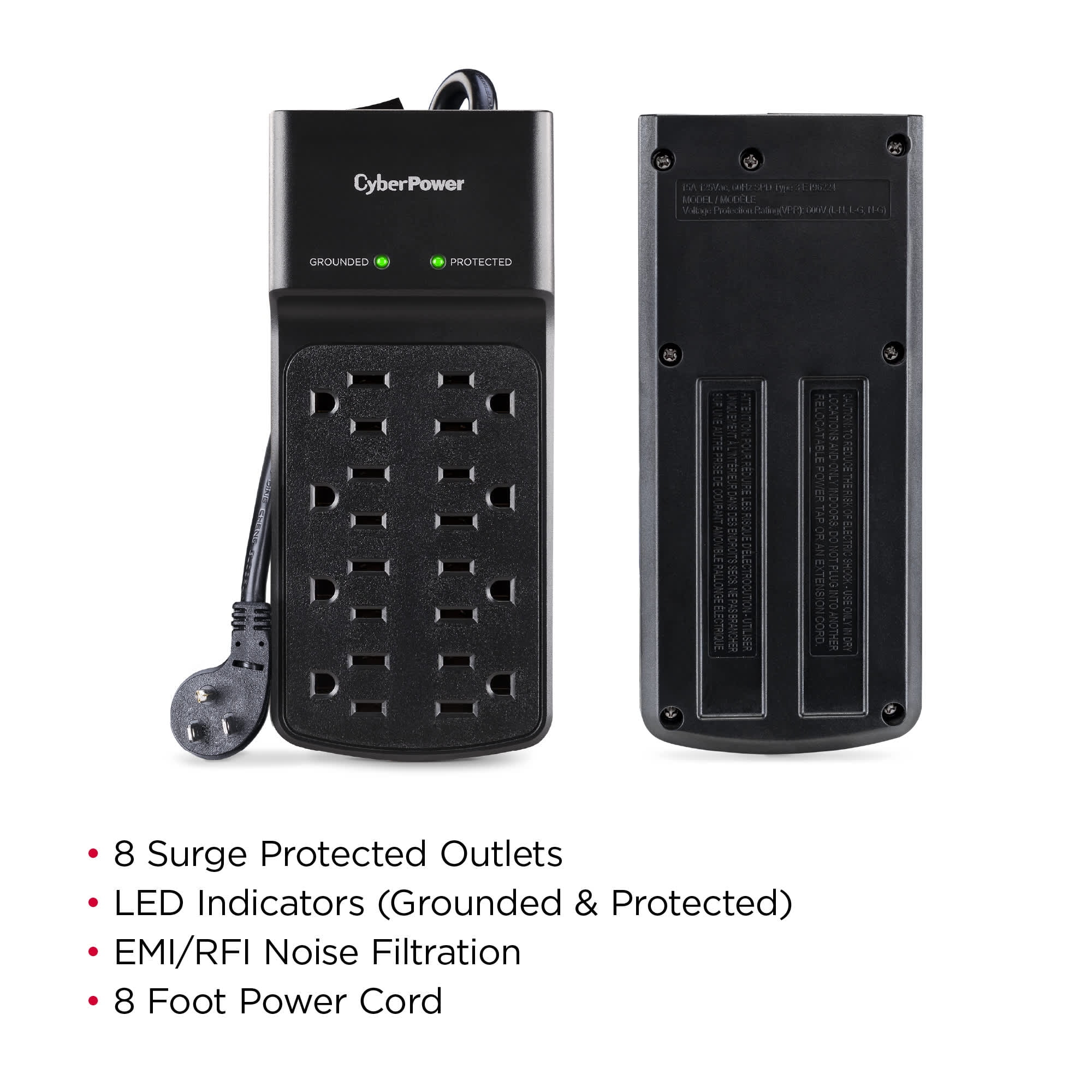 CyberPower Essential Series B808 - 500 Joule Surge Protector with 8 Outlets