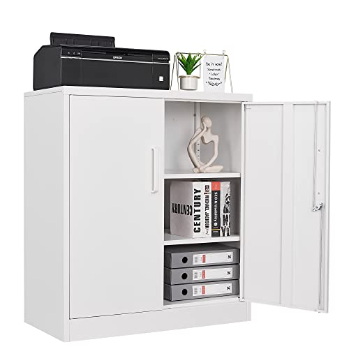 Yizosh Metal Garage Storage Cabinet with 2 Doors and 2 Adjustable Shelves - 35.5