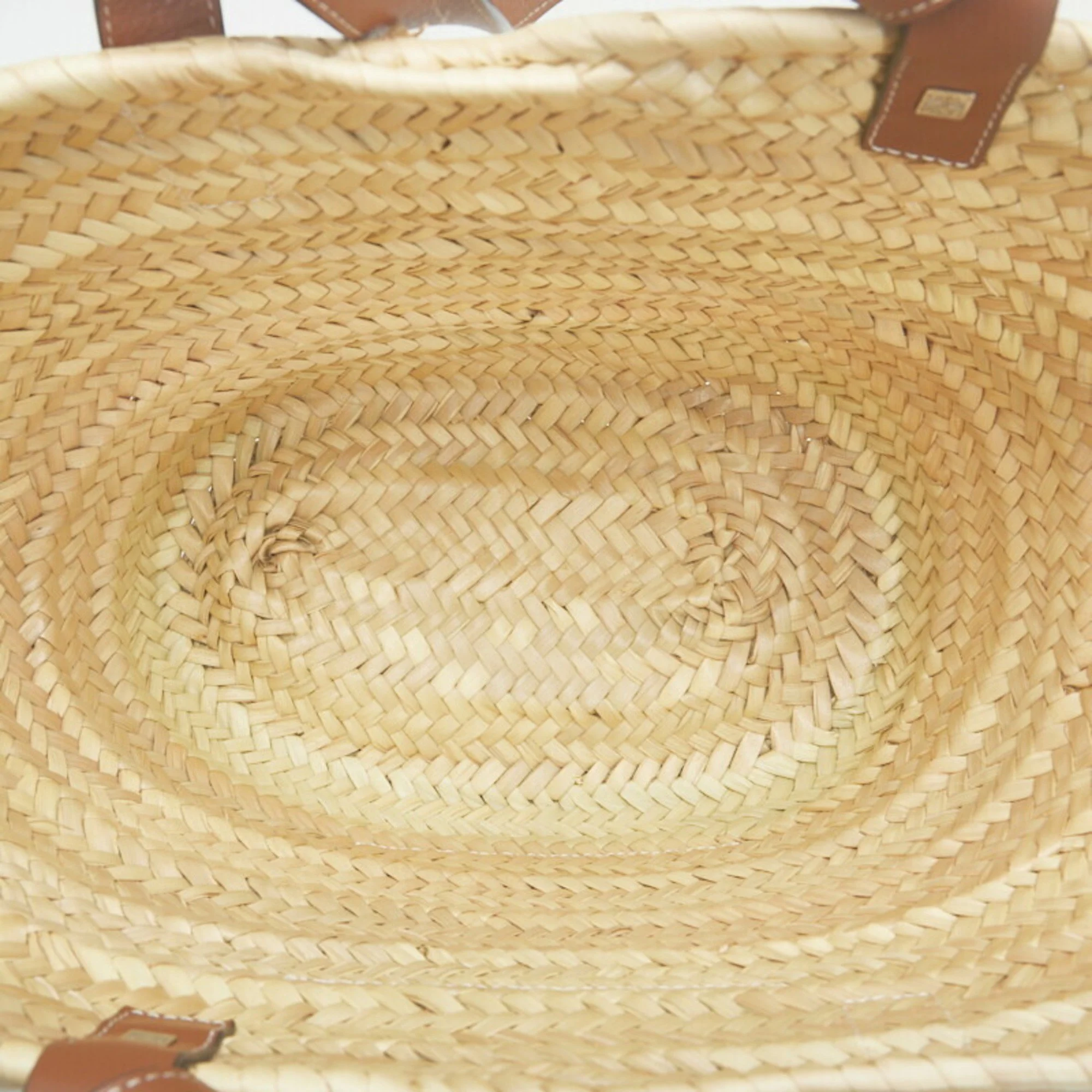 Pre-Owned Loewe Palm Leaf Basket Small Handbag Natural Brown Raffia Leather Ladies LOEWE (Good)