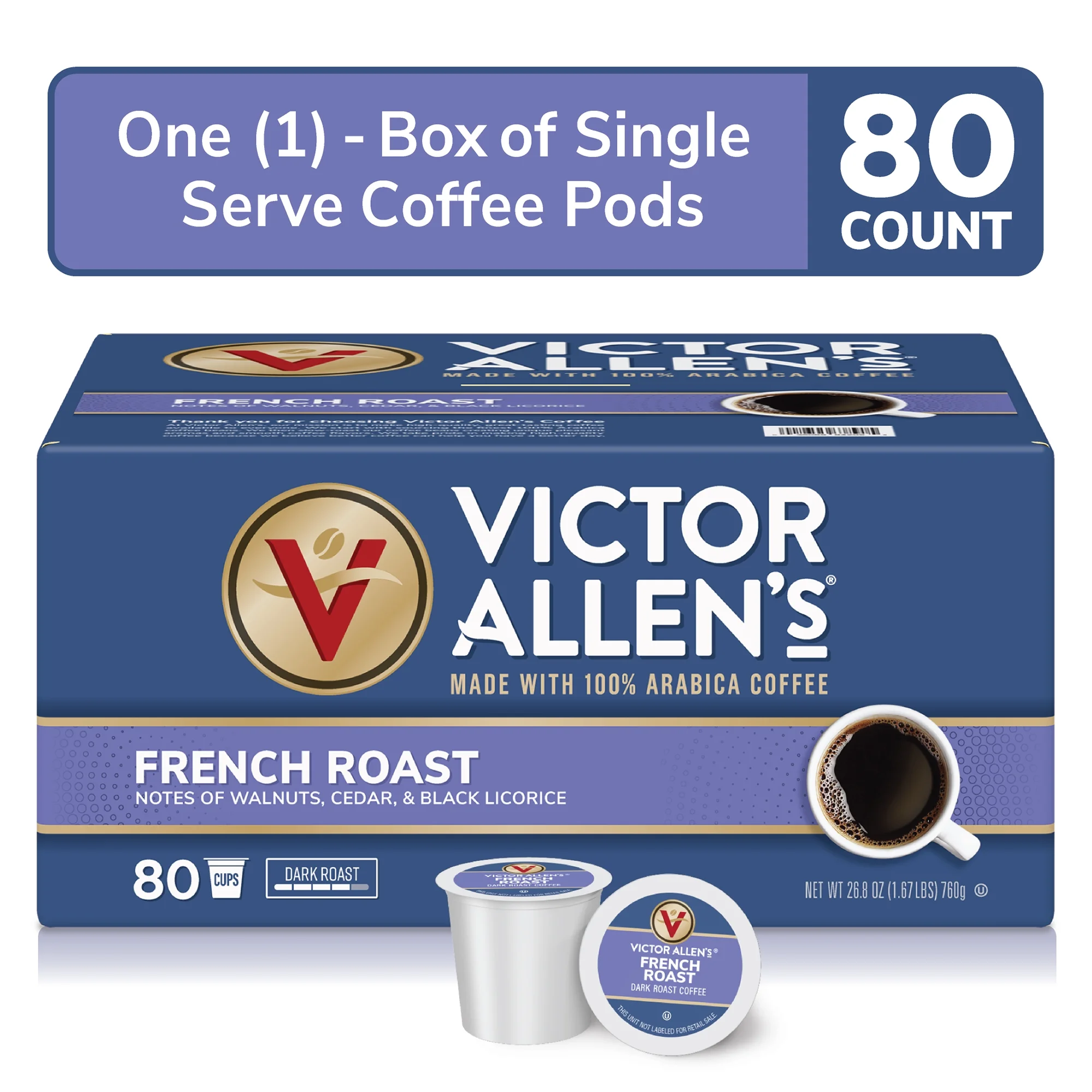 French Roast, Dark Roast, Single Serve Coffee Pods for Keurig K-Cup Brewers