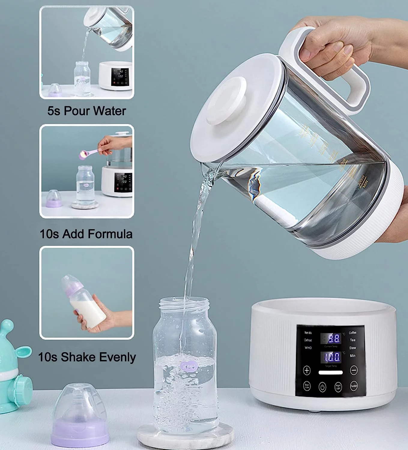 COOLCOOK 1.5L Electric Kettle with 48H Constant Temperature &  Night Light