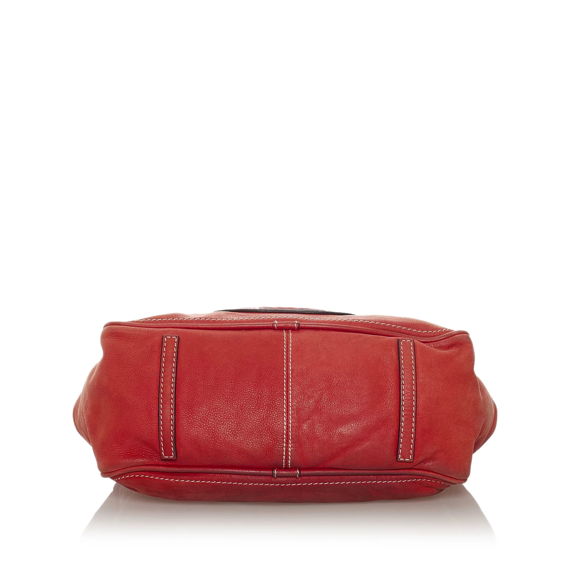 Pre-Owned Authenticated Loewe Anagram Shoulder Bag Calf Leather Red Women (Good)
