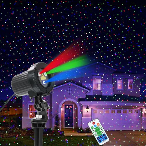 Christmas Laser Lights, Outdoor Garden Laser Lights Projector with Moving RGB Waterproof for Christmas Holiday