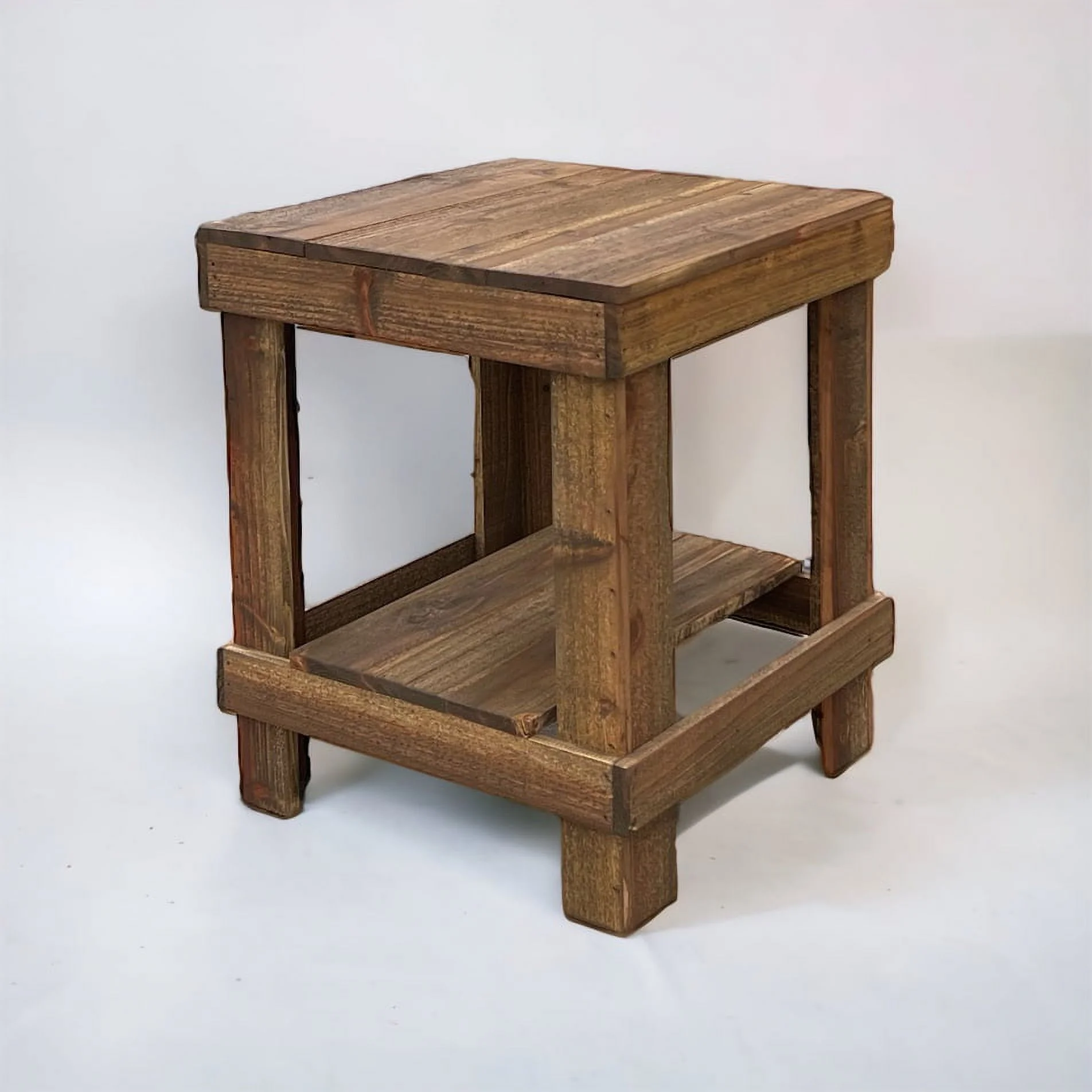 Woven Paths Rustic Solid Wood Living Room End Table, Natural