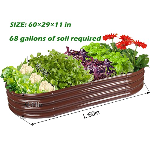 Raised Garden Bed Galvanized Planter Box Outdoor, 5ft Oval Large Rot-Resistant Metal Garden Bed Planter for Vegetables Flower Herb (Silver)