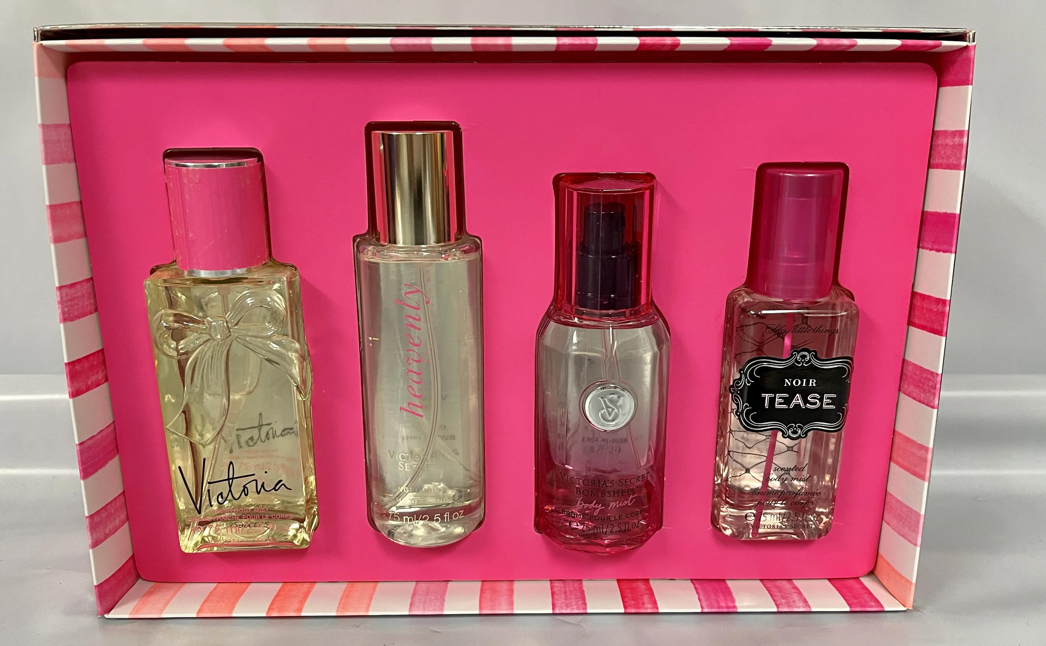 Victoria's Secret Fresh Body Mist Fragrance 4 Piece Gift Set Sexy Little Things Noir Tease, Victoria, Heavenly, Bombshell