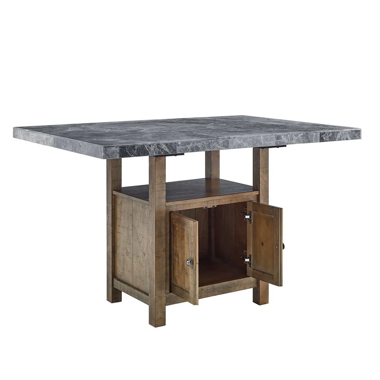 Bowery Hill Transitional Marble Counter Table in Gray Finish