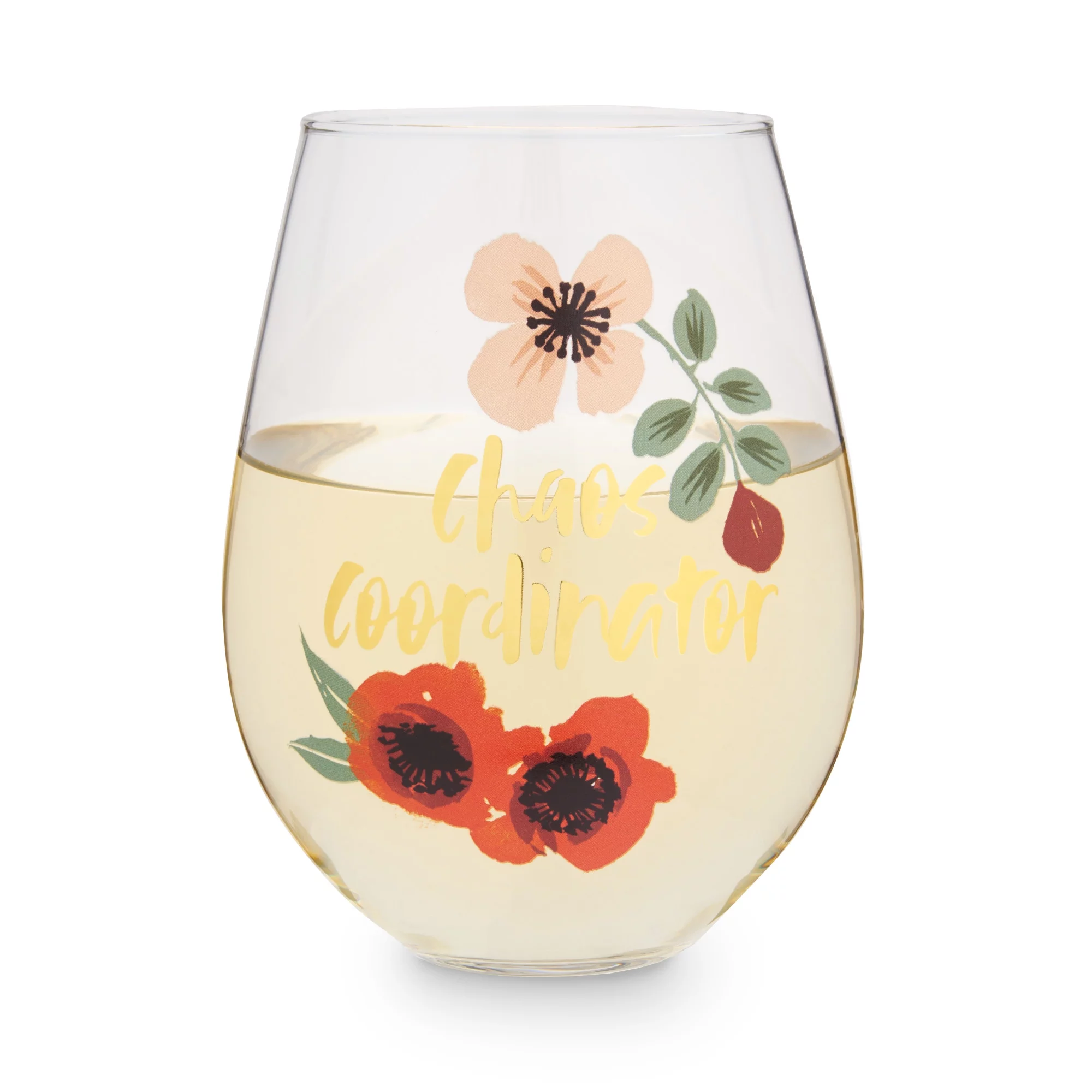 Blush Chaos Coordinator Large Stemless Wine Glass, Holds 1 Full Bottle of Red or White Wine, Glassware Gift, 30 Oz, Set of 1