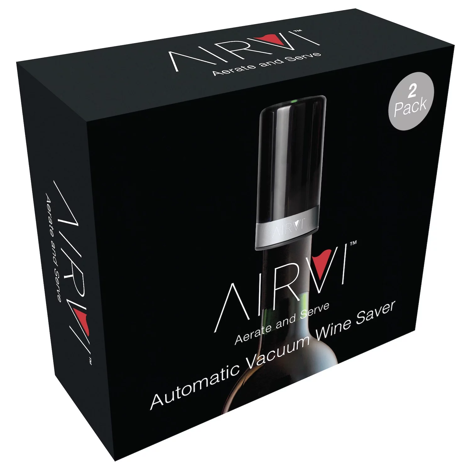 AirVi Vacuum Wine Saver 2 Pack (Silver), Wine Preserver
