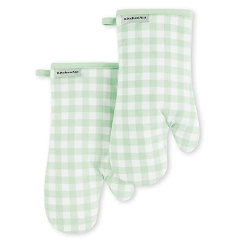KitchenAid Gingham Oven Mitt 2-Pack Set, Passion Red, 7