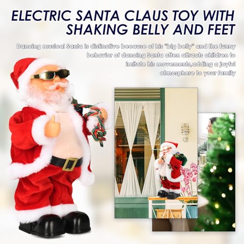 Electric Santa Claus Toy with Shaking Belly and Feet, Singing and Dancing Musical Christmas Doll, Xmas Gift