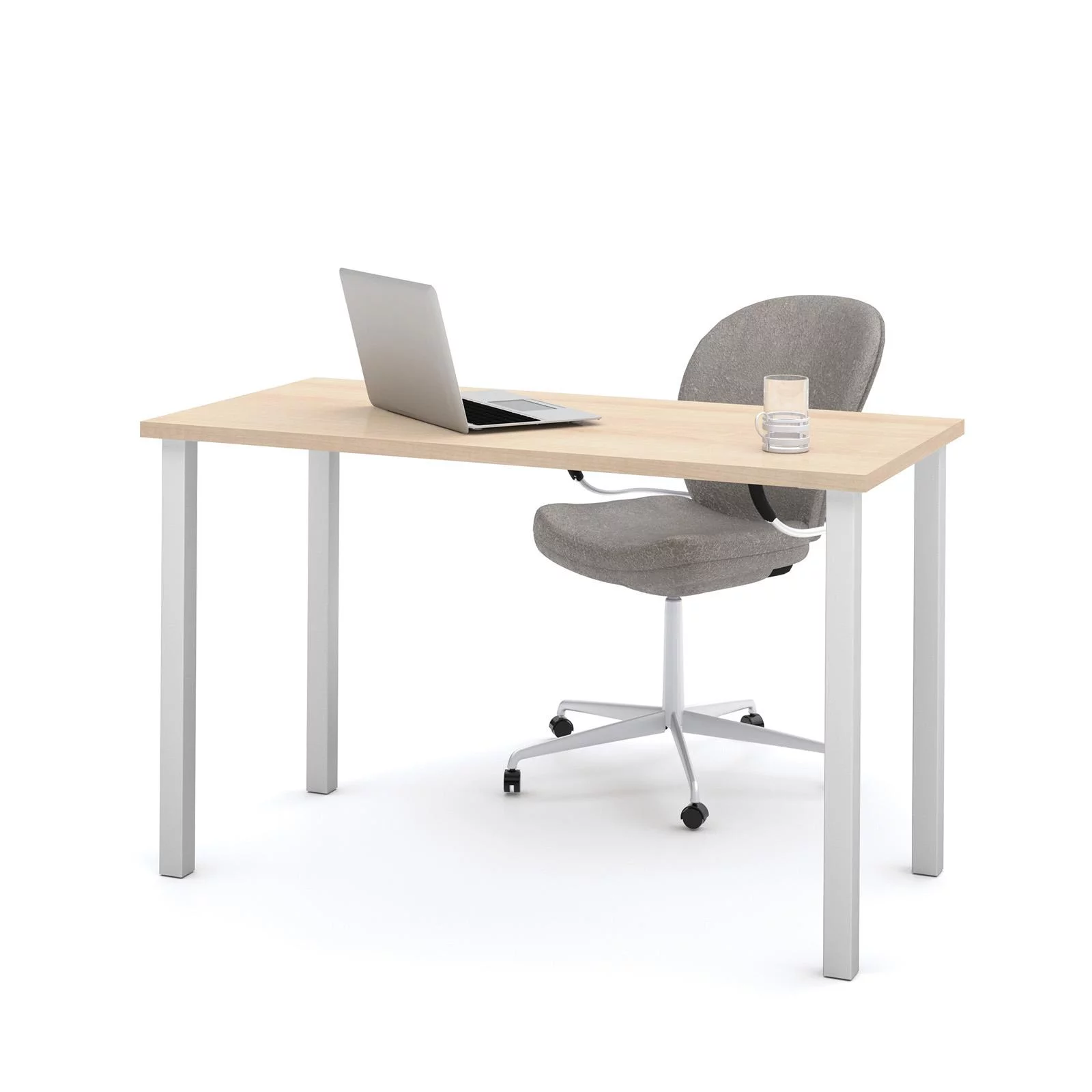 Bestar Universel 48W Table Desk with Square Metal Legs in deep grey