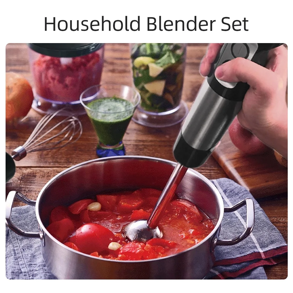 Blender Five Pieces Home 500W Big Cooking Machine Handheld Whisk Crush Rod Grinding Cup Meat Grinder Bowl Combination Food Supplement Juicer