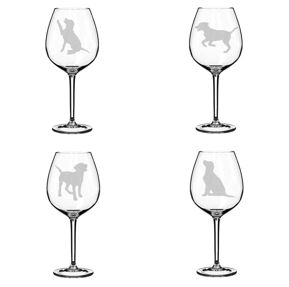 MIP Set of 4 Wine Glass Goblet Labrador Retriever Collection (20 oz Jumbo)