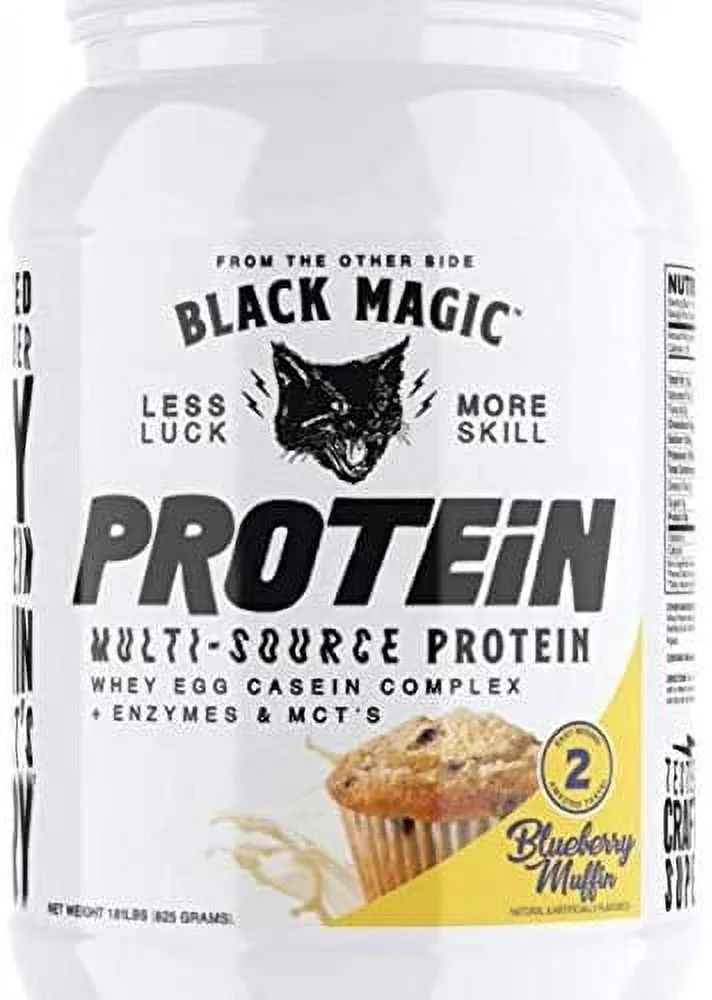 Black Magic Supply Multi-Source Protein Powder - MCT, Muscle Building - Blueberry Muffin - 2 lb
