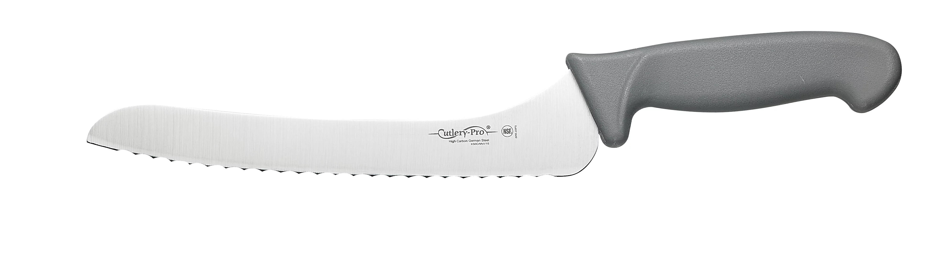 Cutlery-Pro Gourmet Chef Scalloped Offset Bread Knife, Professional Quality, NSF Approved, German Carbon Steel (X50CrMov15), 9-Inch Blade