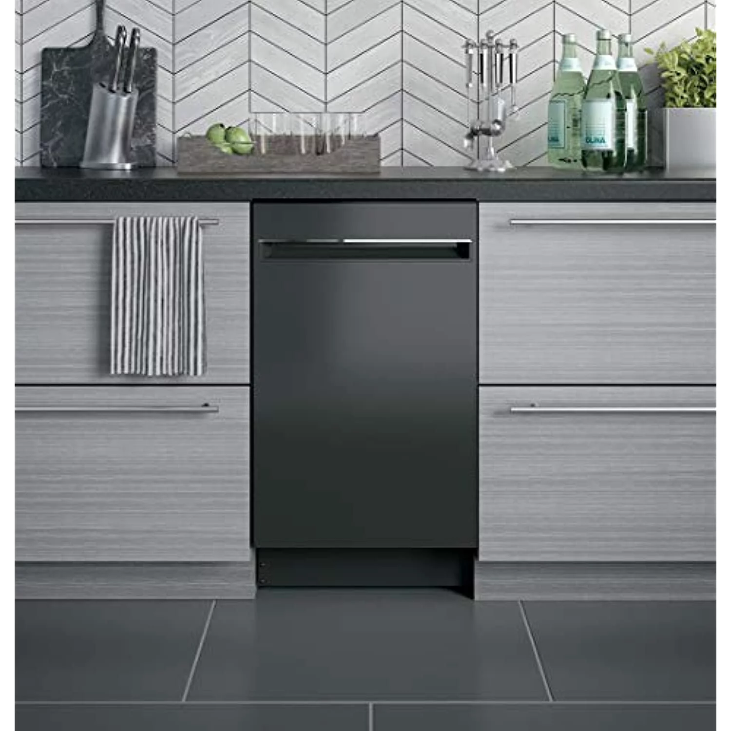 GE Appliances PDT145SGLBB 18 Inch Built In Fully Integrated Dishwasher Black