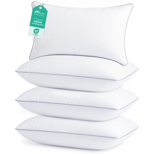 Sasttie King Size Pillows Set of 4, Bed Pillows for Side, Back, and Stomach Sleepers - Oeko-Tex Certified Supportive Down Alternative Plump Filling - Hotel Quality and Machine Washable, 4 Pack