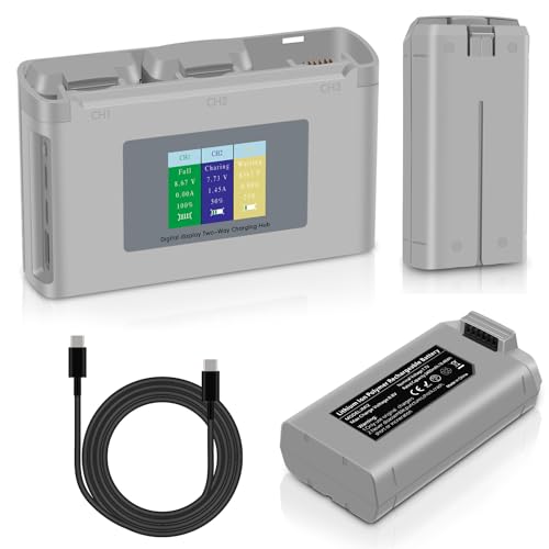 Fantasyo Intelligent Mini 4K Battery Mini 2 SE Flight Battery 2 Pack 2400mAh and 3 Channel Smart LED Two-Way Mini 2 Battery Charger Set Compatible with DJI Mini 2, Mini 2 SE, Mini SE, Mini 4K