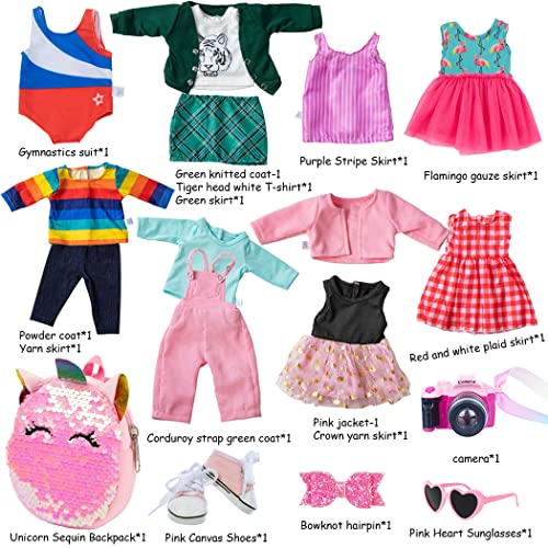 ebuddy 10 Sets 18 Inch Doll Clothes and Accessories - Fashion Outfits Fit for 18 inch Dolls 18 Inch Doll