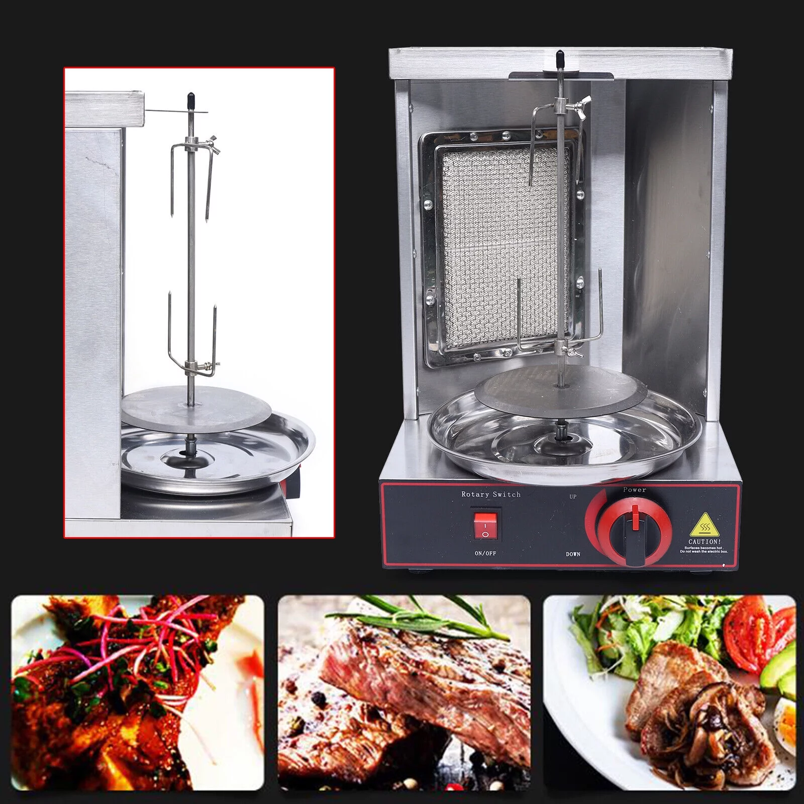 Miumaeov Commercial Vertical Gas Doner Kebab Grill Meat Shawarma Machine BBQ Rotisserie Oven Smokeless Broiler