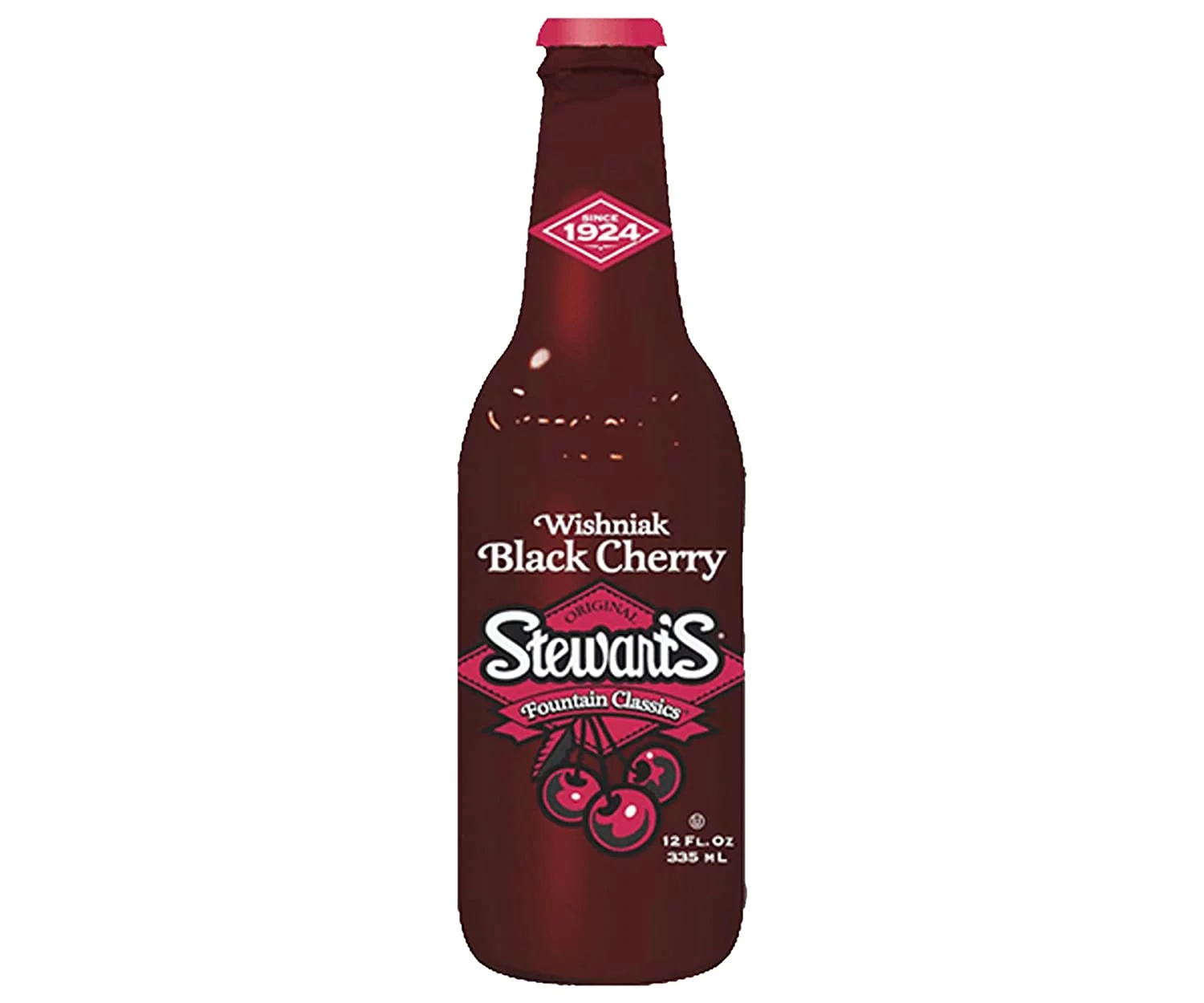 Stewart's Wishniak Black Cherry Soda, 12 fl oz (12 Glass Bottles), All Natural Family Pack Drink
