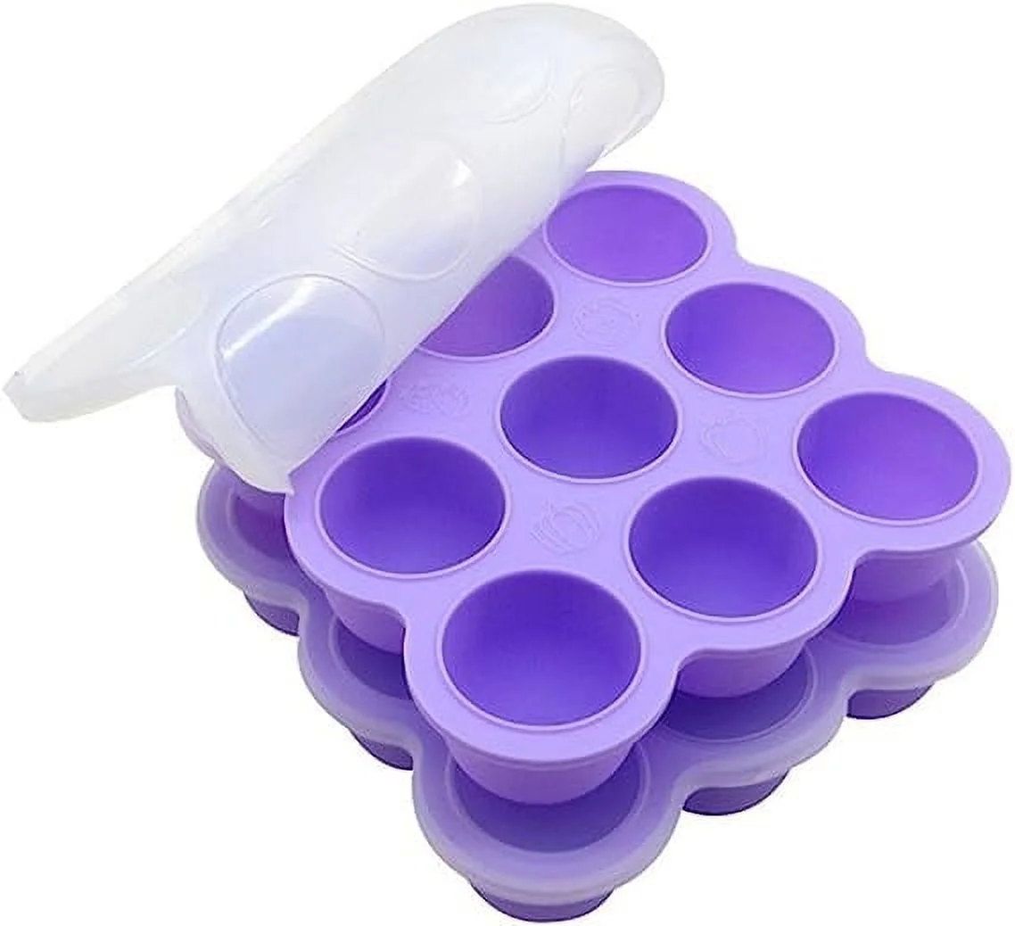 Zhuge Egg Poachers Silicone Egg Bites Molds - Fits Instant Pot 8 qt Pressure Cooker, 9Cups Baby Food Storage Freezer Trays with Silicone Clip-On Lid (pack of 2)