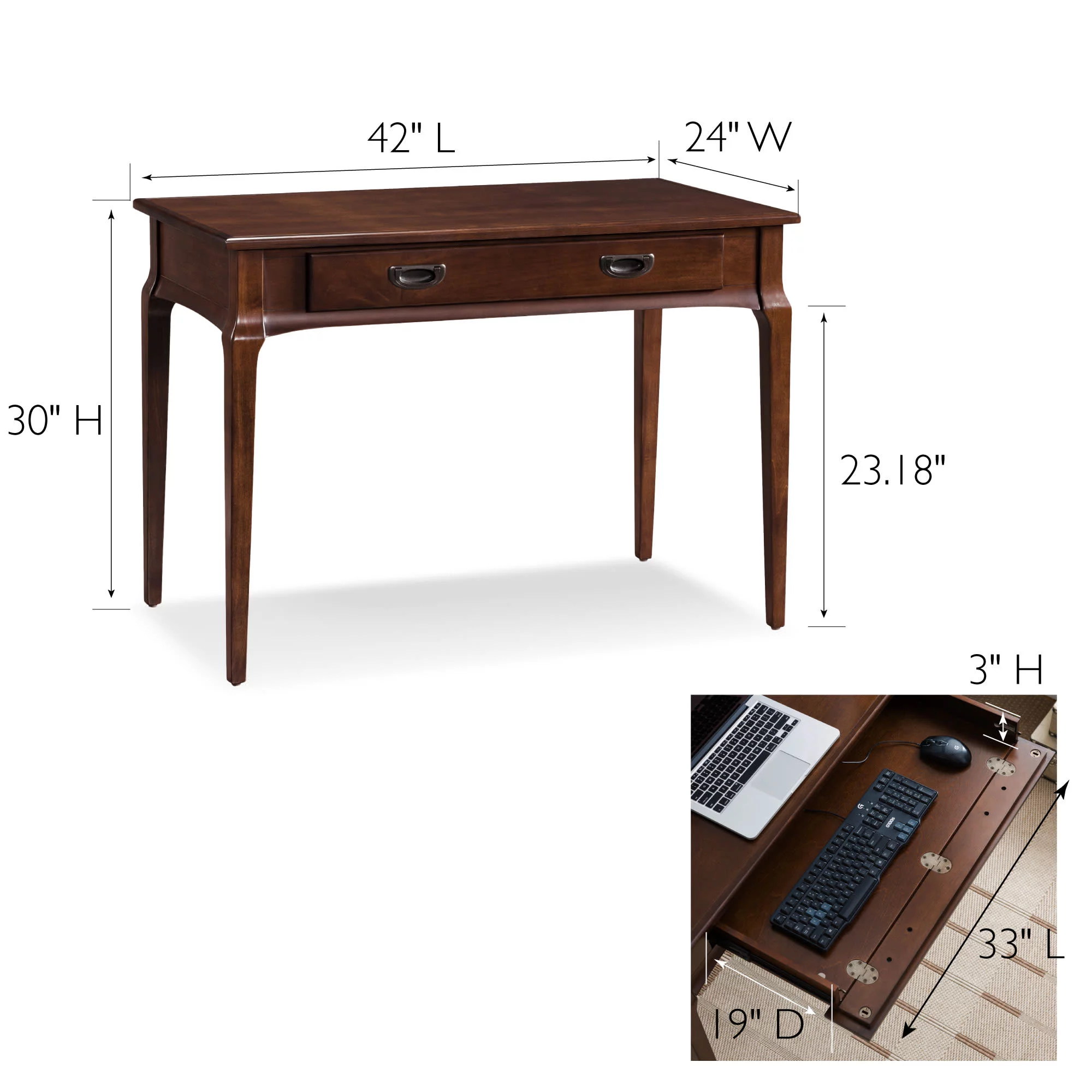Stratus Laptop/Writing Desk in Heartwood Cherry
