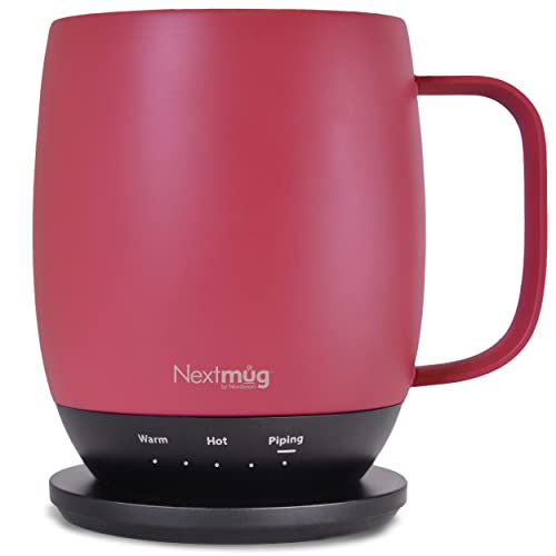 Nextmug - Temperature-Controlled, Self-Heating Coffee Mug (Burgundy - 14 oz.)