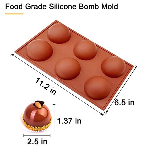 Hot Chocolate Bomb Mold Silicone Large Chocolate Sphere Mold Chocolate Ball Molds Silicone Hot Cocoa Bomb Molds 2.5