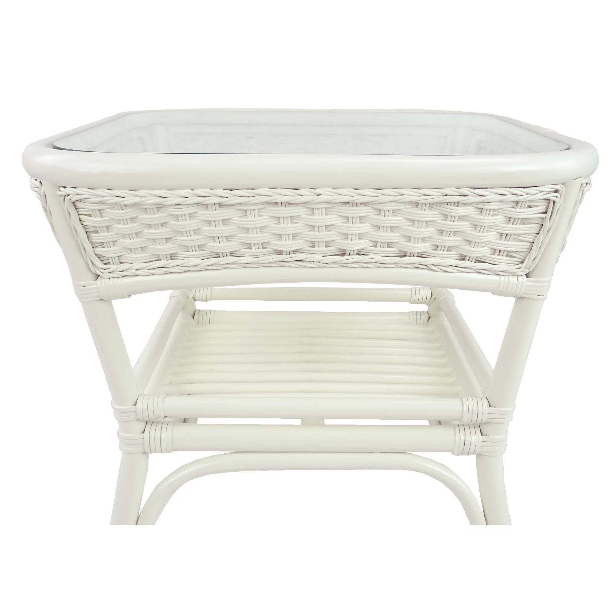 Alexa Square Coffee Table White Color Natural Rattan Wicker Handmade Design