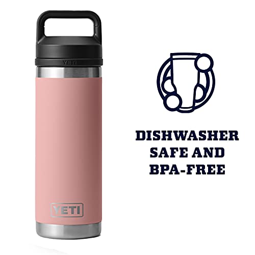 YETI Rambler 18 oz Bottle, Vacuum Insulated, Stainless Steel with Chug Cap, Sandstone Pink